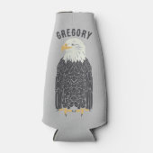 Staande kale adelaar illustratie gepersonaliseerd flesjeskoeler (Voorkant)