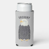 Staande kale adelaar illustratie gepersonaliseerd seltzer blikjeskoeler (Seltzer Voorkant)