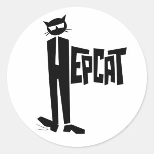 staande kat ronde sticker