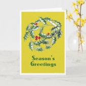 Staande kerst Kaart met Holly (Gele Bloem)