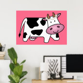 Staande koe met madeliefjes poster (Thuiskantoor)