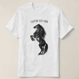 Staande Mustang Paard T-Shirt met Aangepaste Tekst