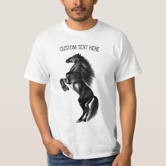 Staande Mustang Paard T-Shirt met Aangepaste Tekst (Voorkant)