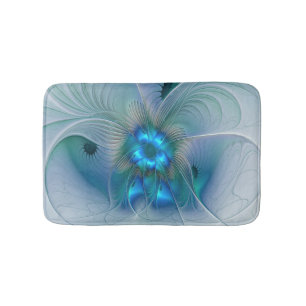 Staande ovaties, abstract blauw turquoise fractaal badmat