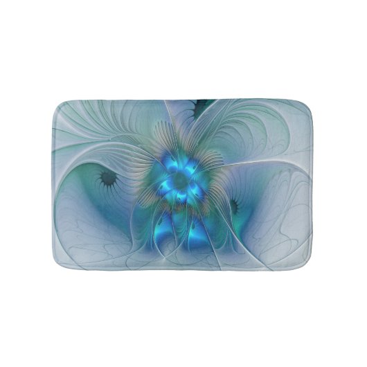 Staande ovaties, abstract blauw turquoise fractaal badmat (Voorkant)