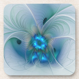 Staande ovaties, abstract blauw turquoise fractaal bier onderzetter