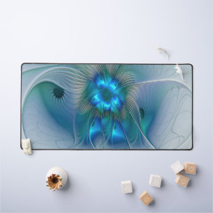 Staande ovaties, abstract blauw turquoise fractaal bureaumat