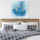 Staande ovaties, abstract blauw turquoise fractaal canvas afdruk (Insitu (Slaapkamer))