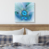Staande ovaties, abstract blauw turquoise fractaal canvas afdruk (Insitu (Slaapkamer))