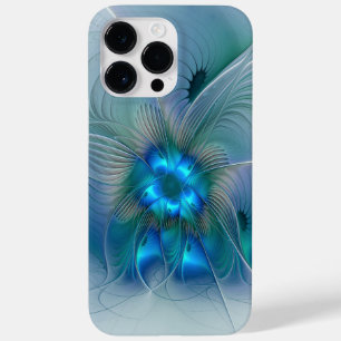Staande ovaties, abstract blauw turquoise fractaal Case-Mate iPhone 14 pro max hoesje
