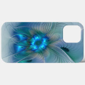 Staande ovaties, abstract blauw turquoise fractaal Case-Mate iPhone case (Achterkant (horizontaal))