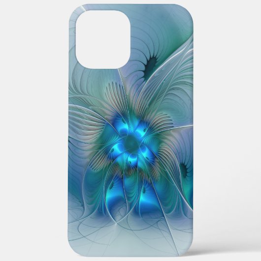 Staande ovaties, abstract blauw turquoise fractaal Case-Mate iPhone case (Achterkant)