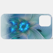 Staande ovaties, abstract blauw turquoise fractaal Case-Mate iPhone case (Achterkant / Rechts)
