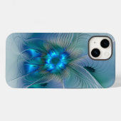Staande ovaties, abstract blauw turquoise fractaal Case-Mate iPhone case (Achterkant (horizontaal))