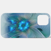 Staande ovaties, abstract blauw turquoise fractaal Case-Mate iPhone case (Achterkant (horizontaal))