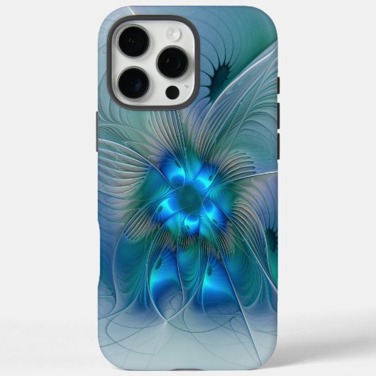 Staande ovaties, abstract blauw turquoise fractaal Case-Mate iPhone case (Achterkant)
