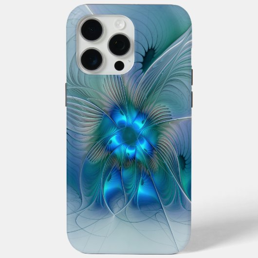 Staande ovaties, abstract blauw turquoise fractaal Case-Mate iPhone case (Achterkant)