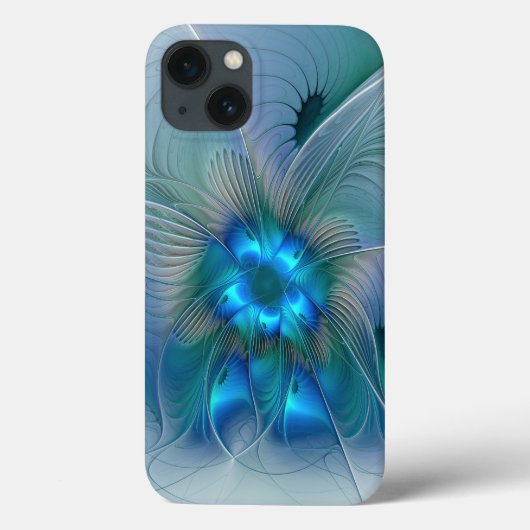 Staande ovaties, abstract blauw turquoise fractaal Case-Mate iPhone case (Achterkant)