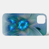 Staande ovaties, abstract blauw turquoise fractaal Case-Mate iPhone case (Achterkant (horizontaal))