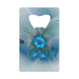 Staande ovaties, abstract blauw turquoise fractaal creditkaart flessenopener