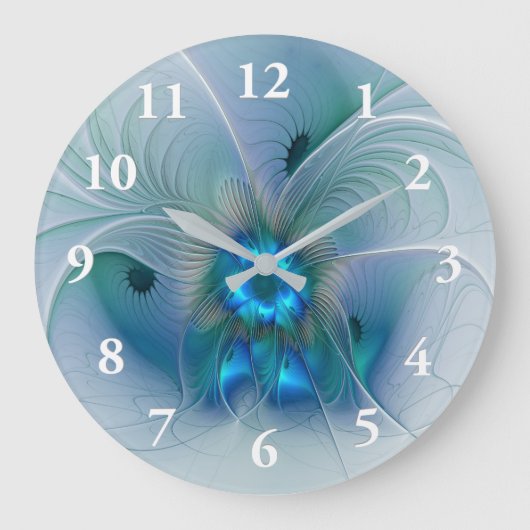 Staande ovaties, abstract blauw turquoise fractaal grote klok (Voorkant)