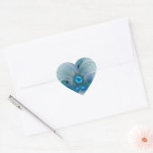 Staande ovaties, abstract blauw turquoise fractaal hart sticker (Envelop)