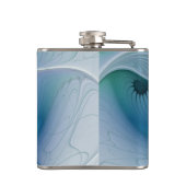 Staande ovaties, abstract blauw turquoise fractaal heupfles (Achterkant)