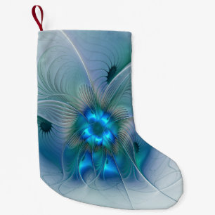 Staande ovaties, abstract blauw turquoise fractaal kleine kerstsok