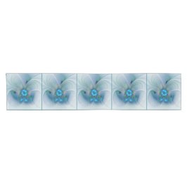 Staande ovaties, abstract blauw turquoise fractaal korte tafelloper