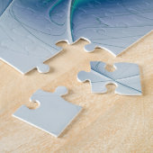 Staande ovaties, abstract blauw turquoise fractaal legpuzzel (Zijkant)