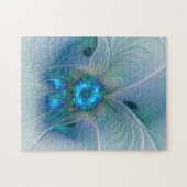 Staande ovaties, abstract blauw turquoise fractaal legpuzzel (Horizontaal)