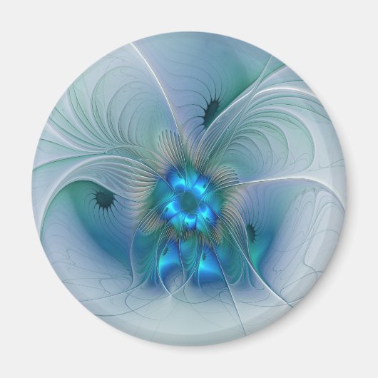 Staande ovaties, abstract blauw turquoise fractaal magneet (Voorkant)