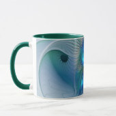 Staande ovaties, abstract blauw turquoise fractaal mok (Links)