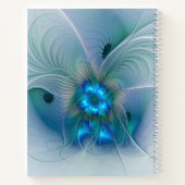 Staande ovaties, abstract blauw turquoise fractaal notitieboek (Achterkant)