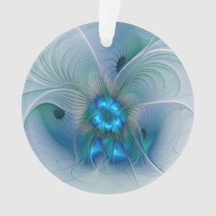 Staande ovaties, abstract blauw turquoise fractaal ornament