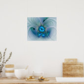 Staande ovaties, abstract blauw turquoise fractaal poster (Keuken)