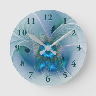 Staande ovaties, abstract blauw turquoise fractaal ronde klok