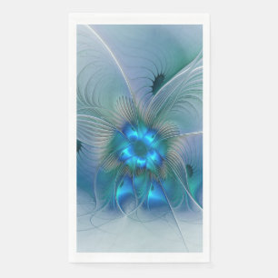 Staande ovaties, abstract blauw turquoise fractaal servet
