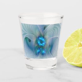 Staande ovaties, abstract blauw turquoise fractaal shot glas