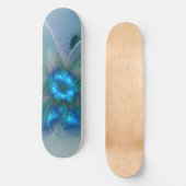 Staande ovaties, abstract blauw turquoise fractaal skateboard (Voorkant)