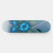 Staande ovaties, abstract blauw turquoise fractaal skateboard (Horizontaal)