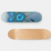 Staande ovaties, abstract blauw turquoise fractaal skateboard (Horizontaal)