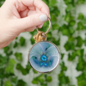Staande ovaties, abstract blauw turquoise fractaal sleutelhanger (Hand)