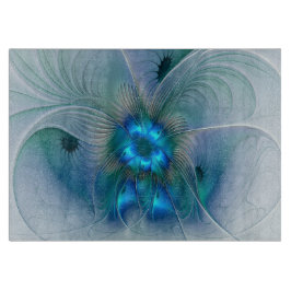 Staande ovaties, abstract blauw turquoise fractaal snijplank