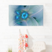 Staande ovaties, abstract blauw turquoise fractaal spandoek (Insitu)