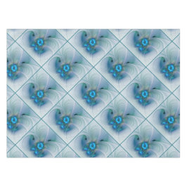 Staande ovaties, abstract blauw turquoise fractaal tafelkleed