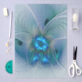 Staande ovaties, abstract blauw turquoise fractaal tissuepapier (Craft)
