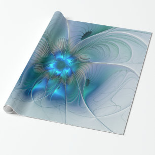 Staande ovaties, Abstract Blauwe Turkoois Fractal Cadeaupapier