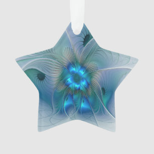Staande ovaties, Abstract Blauwe Turquoise Fractal Ornament