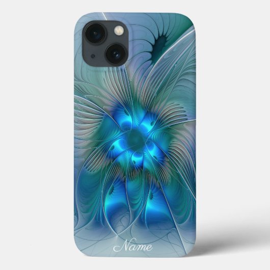 Staande ovaties, Abstracte Blauwe Fractale Kunst N Case-Mate iPhone Case (Achterkant)
